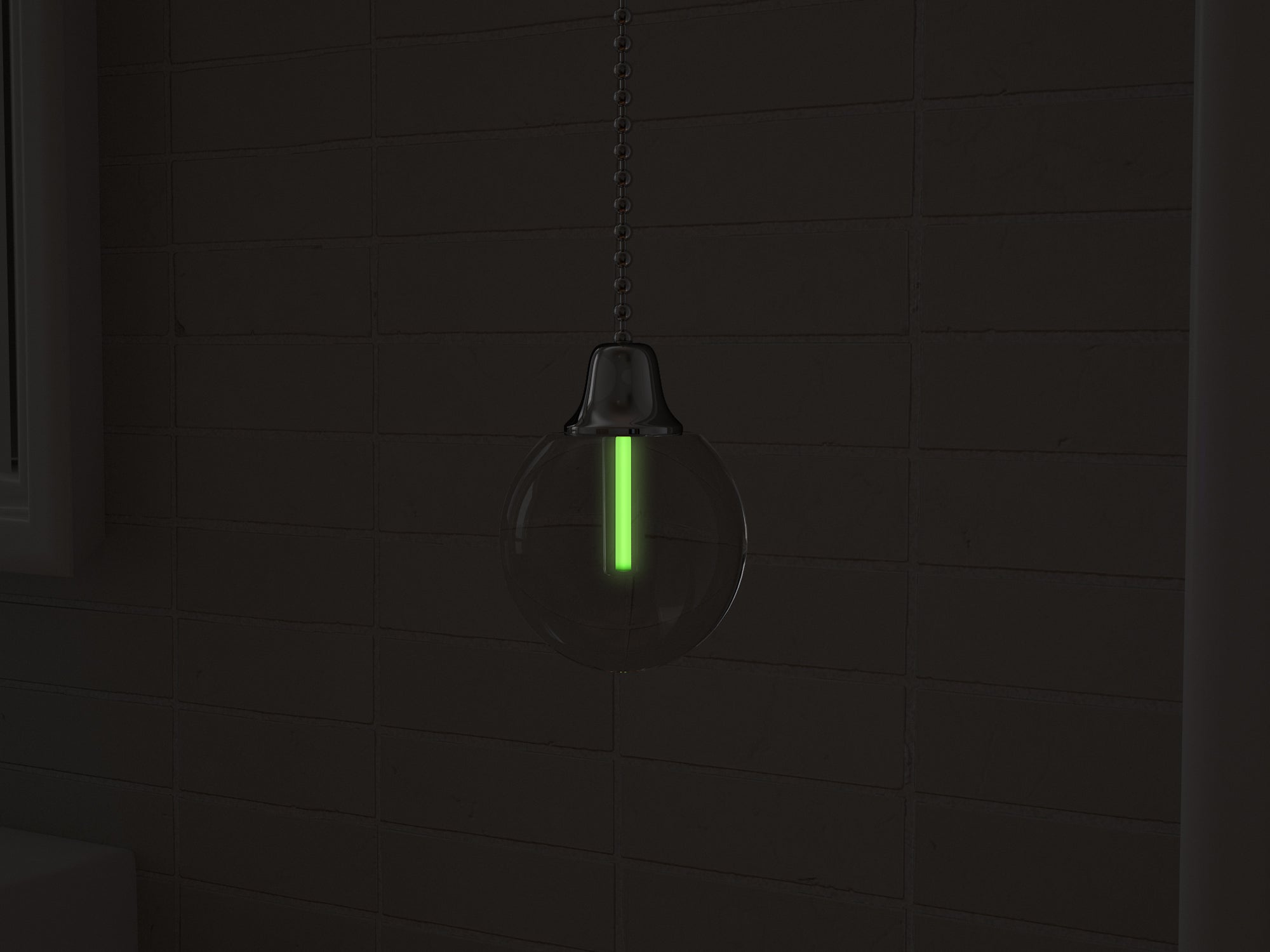 Vega Light-Pull in green glowing at night