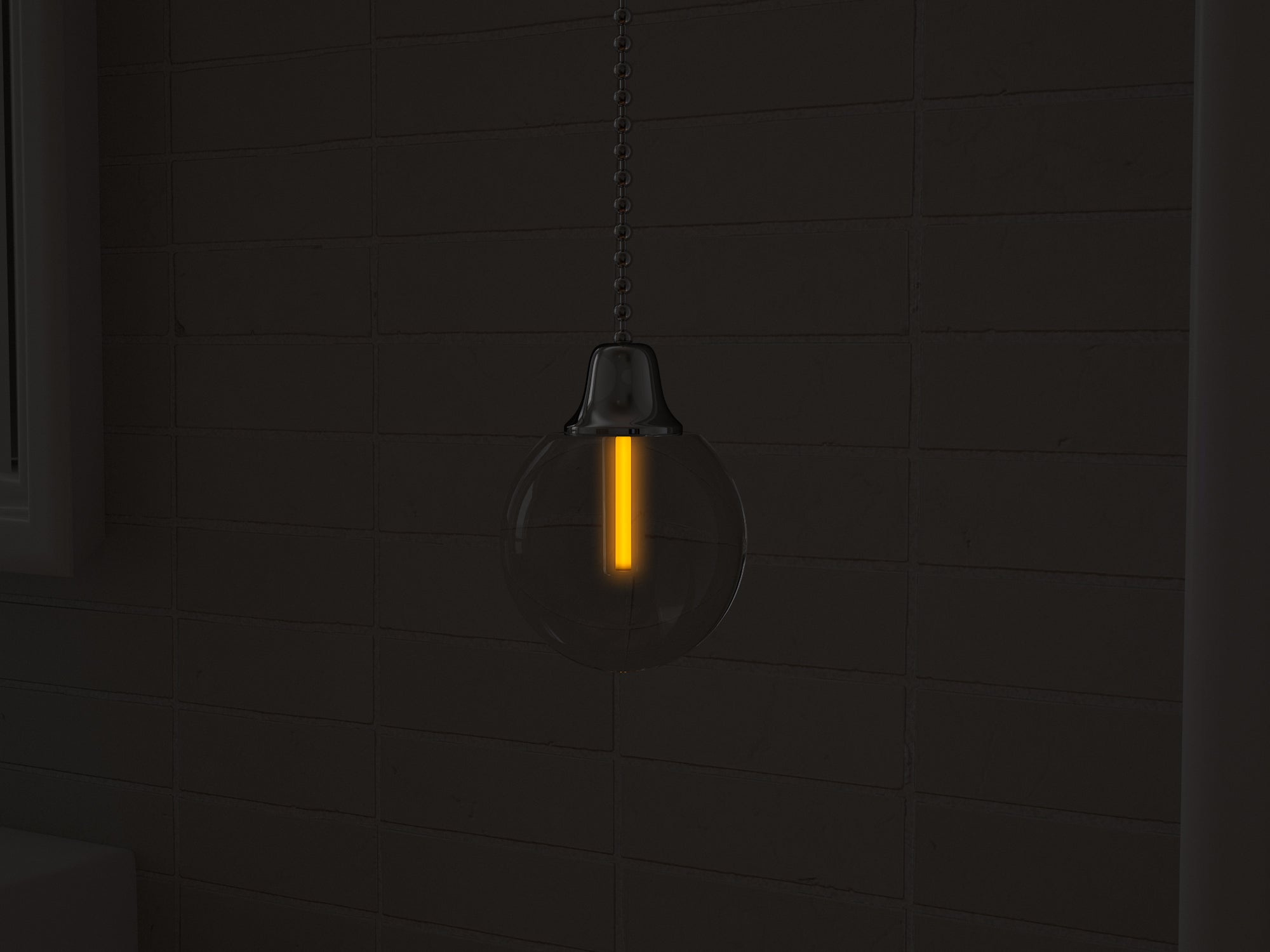 Vega Light-Pull in orange glowing at night