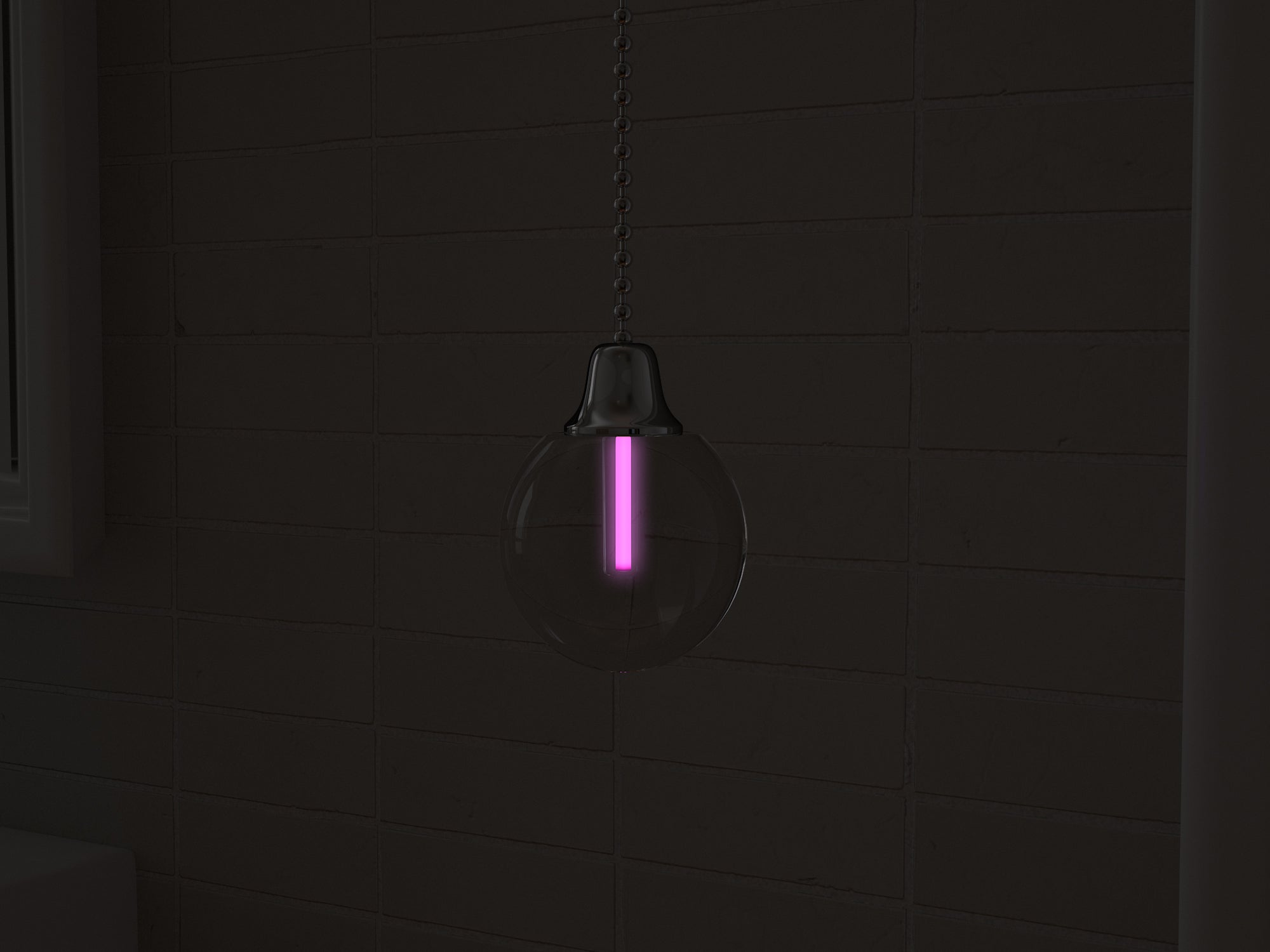 Vega Light-Pull in pink glowing at night