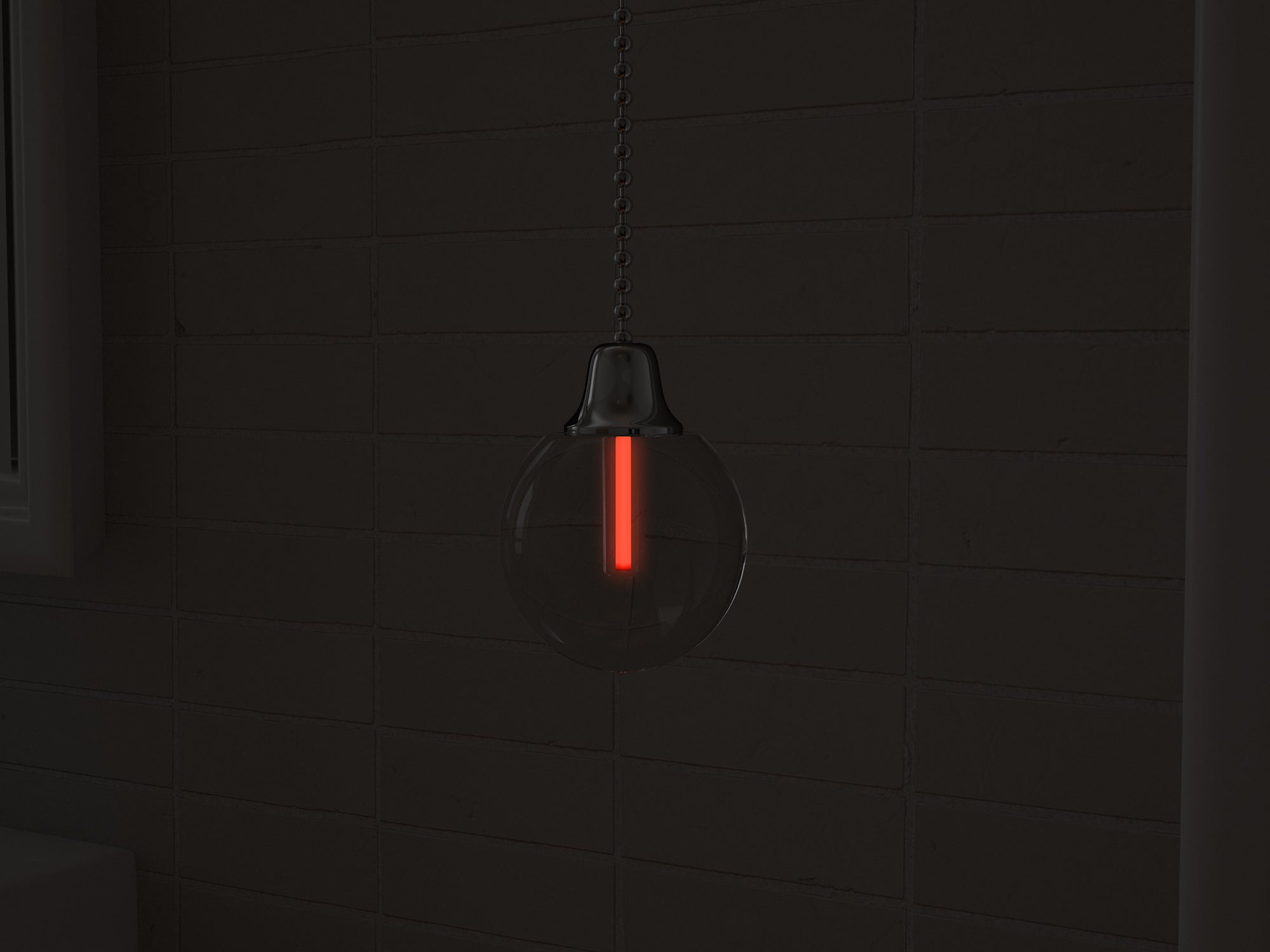 Vega Light-Pull in red glowing at night